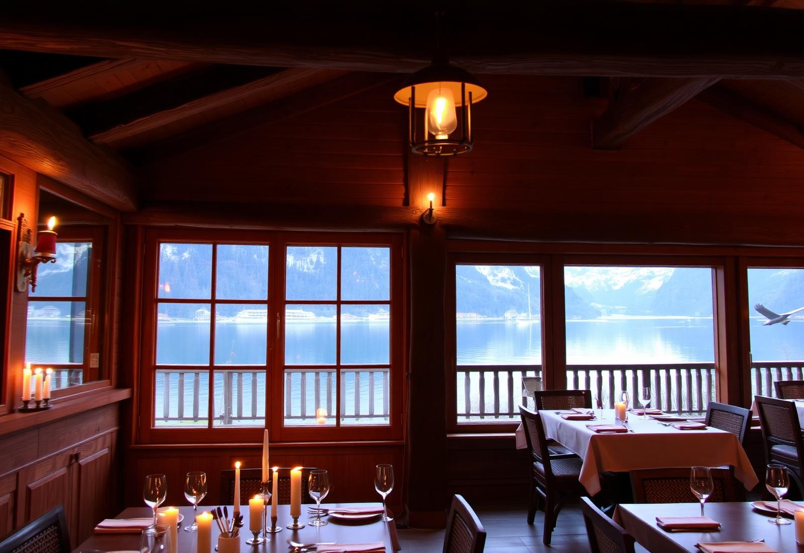 Veranda del ristorante con vista lago